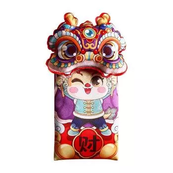 Плюшевый новогодний кошелек для монет с мультяшным красным пакетом, креативный счастливый кошелек с изображением китайского дракона G