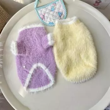 Плюшевый однотонный свитер для домашних животных, одежда для маленьких собак, осенне-зимняя базовая куртка для собак, одежда для щенков, одежда для собак маленьких собак XS