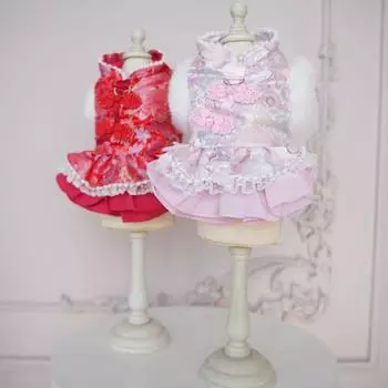 Плюшевый ошейник для питомца, пальто для собак, китайский Новый год, защита от холода, плюшевый мишка, плюшевый кот, красная рождественская одежда, одежда для щенков, куртка XS