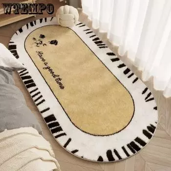 Плюшевый овальный ковер для девочек, кровать для спальни, нескользящий пушистый милый большой ковер для гостиной, диван, пушистый моющийся коврик для напольного покрытия 40*120cm