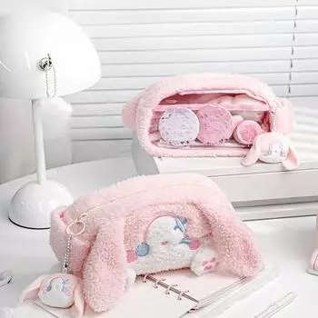 Плюшевый пенал большой емкости с видимым окном, сумка для хранения канцелярских принадлежностей, многофункциональная сумка для ручек, офисные школьные принадлежности