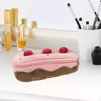 Плюшевый пенал для ручек, сумка для ручек в форме вишневого торта, держатель для ручек, канцелярские принадлежности, косметика, мягкая набивка