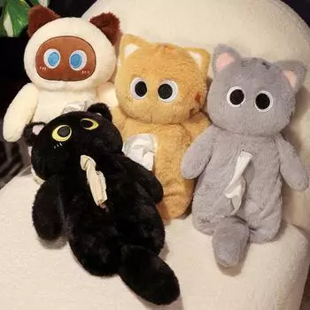 Плюшевый пенал с большими глазами в виде кошки, чехол для канцелярских принадлежностей, мягкая игрушка, сумка для хранения, большая вместимость, сумка для карандашей в виде куклы из мультфильма «Кошка» A7