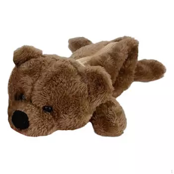 Плюшевый пенал с головой медведя, сумка для ручек, легкий мультяшный чехол на молнии с животными, канцелярский чехол светло-коричневого