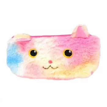Плюшевый пенал с милым котом, лазерный цвет, большая вместимость, для детей и студентов, офисные принадлежности, круглый глаз