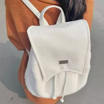 Плюшевый рюкзак в корейском стиле с большой вместимостью, нишевый дизайн для осени и зимы, универсальный ручной рюкзак для девочек белый