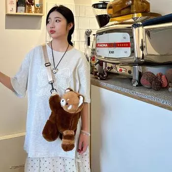 Плюшевый рюкзак в виде красной панды, милая плюшевая кукла, женская сумка через плечо из меха, мягкая наплечная сумка для кемпинга, путешествий, вечеринок, подарок на день рождения для женщин