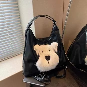 Плюшевый щенок ленивый стиль дизайн стиль большой емкости студенческая сумка для занятий свободный рюкзак для поездок на работу коричневый