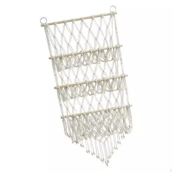 Плюшевый сетчатый гамак-органайзер с чучелами животных и сеткой с кисточками, мягкий макраме в богемном стиле, сотканный вручную