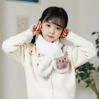 Плюшевый шарф, милые мультяшные мальчики и девочки зимой, утолщенный теплый шарф с кроликом, небольшой шарф, защищающий от холода.