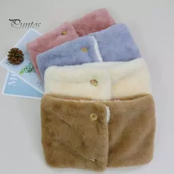 Плюшевый шарф с пряжками из натурального дерева, двухслойный бархатный дизайн, подкладка из искусственного меха кролика, однотонный зимний шарф 60 cm розовый