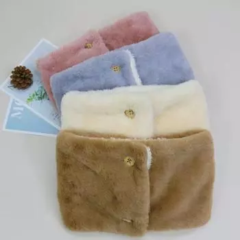 Плюшевый шарф Yousheng с пряжками из натурального дерева, двухслойный бархатный дизайн, подкладка из искусственного меха кролика, однотонный зимний шарф 60 cm серый