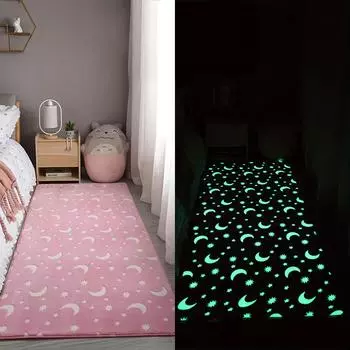 Плюшевый светящийся лунный коврик Мягкий светящийся пенный напольный коврик для спальни Прочный и простой в уходе ковер 100*120cm