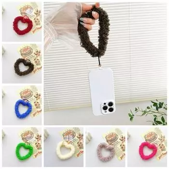 Плюшевый телефон с защитой от потери, ручная цепочка с сердечком, плюшевый браслет для телефона с надписью Love, подарок на Новый год для девочек вишня розовый