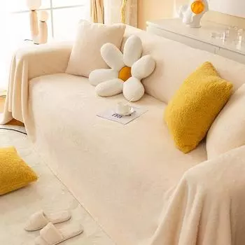 Плюшевый тканевый чехол для дивана Ins Style, универсальный универсальный чехол для дивана, чехол для дивана, не царапающийся, полностью покрытый, зимняя подушка 180*130cm