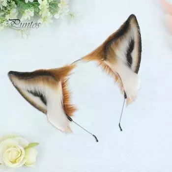 Плюшевый тканевый обруч для волос с имитацией ушей животных, повязка на голову ручной работы для косплея, вечеринок, эластичная повязка на голову, аксессуар для волос коричневый