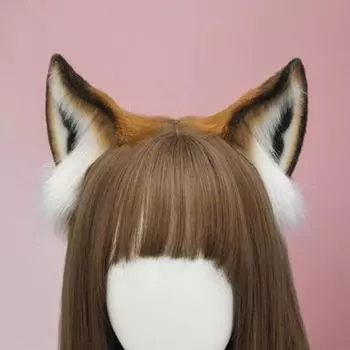 Плюшевый тканевый обруч для волос с имитацией ушей животных, повязка на голову ручной работы для косплея, вечеринок, эластичная повязка на голову, аксессуар для волос коричневый