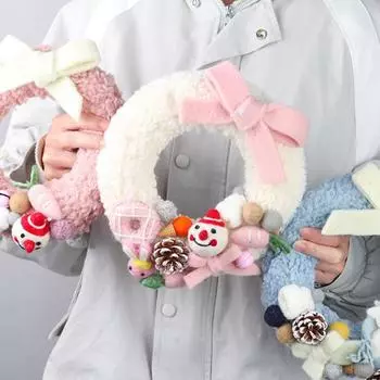 Плюшевый венок для круглой двери, красивые текстуры, цветочная гирлянда, подвесной венок, домашний декор розовый