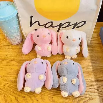 Плюшевый вислоухий плюшевый брелок с животными, милый плюшевый кролик, брелок для ключей, держатель для рюкзака, подвеска, украшение, украшение на день рождения белый