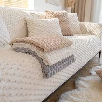 Плюшевый жаккардовый чехол для дивана для гостиной, нескользящий диван-полотенце, чехлы для домашних кресел, L-образные угловые чехлы для диванов 180 x 130cm 1PC