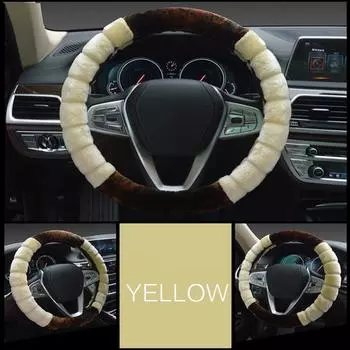 Плюшевый зимний чехол на руль, теплый, нескользящий, удобный, с короткими волосами, чехол на руль для автомобиля 37 см - 38 см, аксессуары