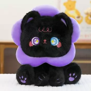 Plushie Sunflower Cat Animal Doll With Pp Cotton Filling For Kids Decor Room Sunflower Cat Black,25cm