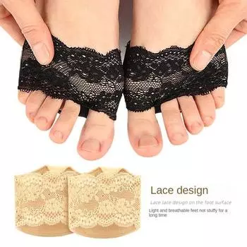 Плюсневые подушечки Сетчатые полупальцевые стельки Уход за ногами Носки с кружевом Ноги-разделители для пальцев ног Носки для путешествий чёрный