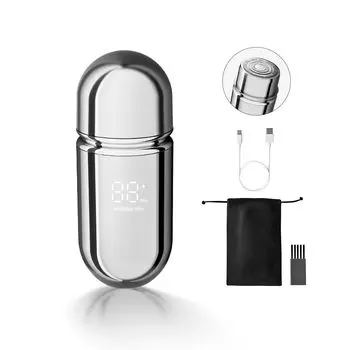 PLUZZ Маленькая электробритва для мужчин Портативная мини-бритва Портативная электробритва для мужчин Перезаряжаемая - Type-C Путешествия/Командировки/Офис Дом/Автомобиль серебряный