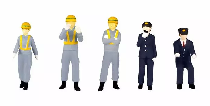 PM Office A Super Mini Figure 10 Expert Railwayman Set 2 Scale PVC Painted Complete Figure MS049 1/80 1/80
