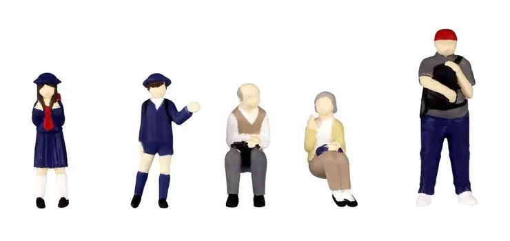 PM Office A Super Mini Figure 6 Bus Stop Set of That Day Scale PVC Painted Complete Figure MS045 1/80 1/80