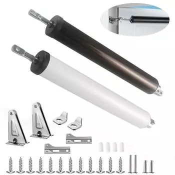 Пневматический доводчик для дверей, окон, функция удержания в открытом положении с помощью защелкивающейся пластины и плавное закрывание, регулируемая скорость закрывания