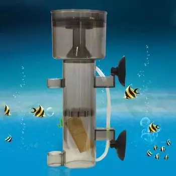 Пневматический фильтр с присоской Пластиковый пневматический сепаратор белка Морской скиммер для аквариума S серый