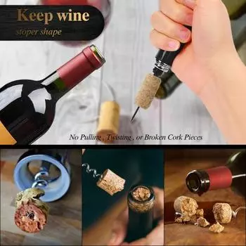 Пневматический насос для открывания винных бутылок, набор для извлечения пробок, портативная открывалка для бутылок для кемпинга, ручной штопор с резаком для фольги, аэратор, вакуумная пробка синий