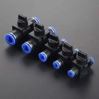 Пневматический шаровой клапан с ручным запорным механизмом, вставной фитинг, соединитель для шланговой трубки 6mm