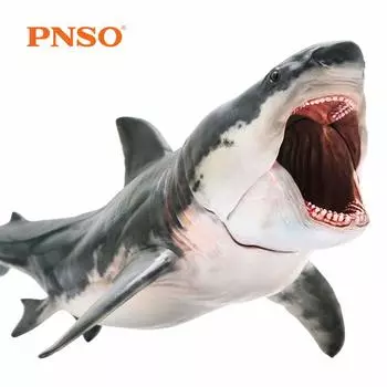 PNSO Megalodon Большая белая акула Акула Паттона Морское животное Существо Рыба Фигурка ПВХ Модель Пластиковая модель Игрушка Премиум Любитель Акул Подарок на день рождения