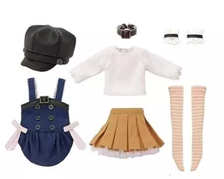 PNXS Выходной комплект из кепки, фартука, комбинезона, темно-коричневого и синего цветов 1/6 и ~коллекция Alvastaria~ (для кукол)