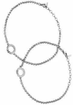 по специальной спецификации роликовая цепь из нержавеющей стали гравированная пара браслетов для щиколотки размер и L [Закрыть меня] (L размер)