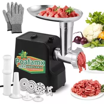 Poafamx Электрический с 3 видами нарезки 5 овощерезка для фарша мясной рулет мясорубка кишки овощи мисо бобы нержавеющая сталь стальной моющийся чёрный