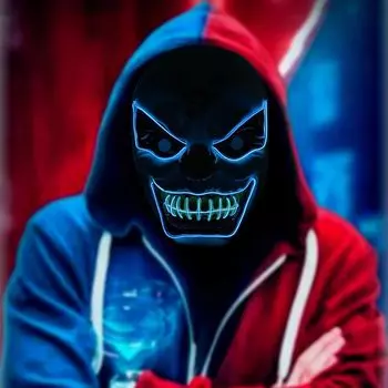 Поцелуй Дьявола, светящиеся маски клоуна, сценическое представление, флуоресцентная маска, хитрая страшная шутка, Хэллоуин, ужасы, вспышка, реквизит, Джокер красный