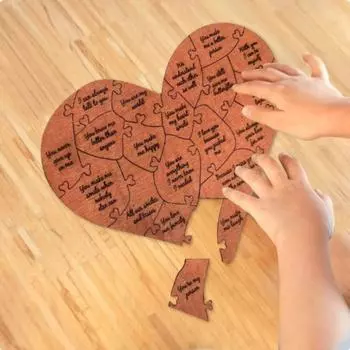 Почему я люблю тебя Деревянный пазл «Любовь» 20 причин для подарка на День святого Валентина Ему/ей коричневый