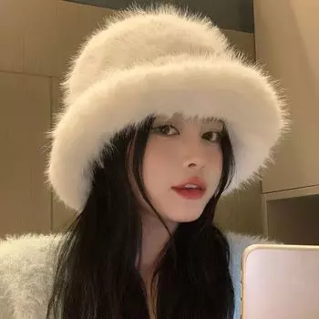 Почувствуйте атмосферу, полную искусственного плюша лисы, показывающего лицо, маленькая панама, женская осенне-зимняя теплая шапка-ушанка Lei Feng M56-58cm чёрный