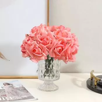Почувствуйте Увлажнение Имитация Розы Украшение Дома Окно Фото Реквизит Украшения Искусственный Цветок Оптовая Продажа 25cm розовый