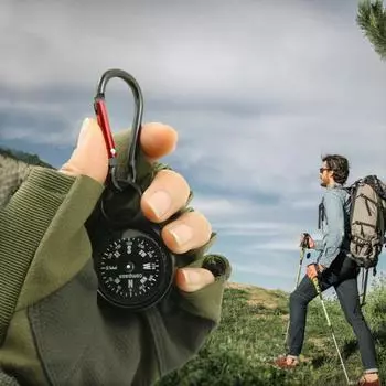 Pocket Compass Keychain Zinc Alloy Camping Hiking Mountaineering Orienteering Compass Waterproof Mini Outdoor