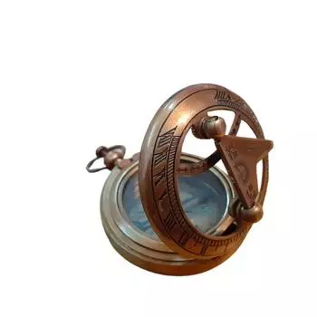 Pocket Sundial Compass Brass Antique Nautical Push Button Sundial Compass