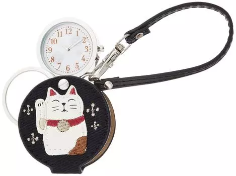 Pocket watch Manekineko with magnifying glass Black [Fieldwork] LW047-4 Women s