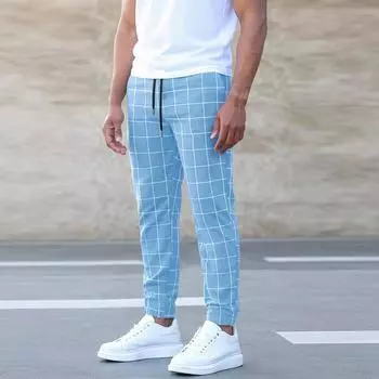 Pockets Pants For Men Drawstring Elastic Waist Long Trousers Solid Color Leisure Basic Pants Classic Trousers L