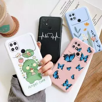 Poco C40 PocoC40 Чехол Силиконовая задняя крышка Розовые цветы Милый динозавр Капа Чехол для телефона Для Xiaomi Poco C40 Мягкий бампер Противоударные защитные задние сумки Poco C40