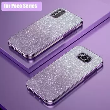 Pocox3 X3pro Роскошный блестящий чехол с градиентным покрытием для Xiaomi Mi Poco X3 Pro Nfc GT 5g M3 M4 женский силиконовый противоударный чехол Poco X3 фиолетовый