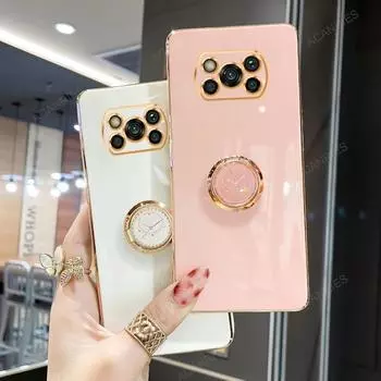 Pocox3 X3pro Роскошный чехол-подставка с кольцом-держателем для Xiaomi Mi Poco X3 Pro Nfc M3 M4 X4 Pro 4g 5g Мягкая силиконовая задняя крышка X 3 Poco X3 Pro