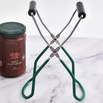 Подъемник для консервных банок Щипцы Противоскользящая ручка Теплоизоляция Металл Универсальная банка с широким горлышком зелёный